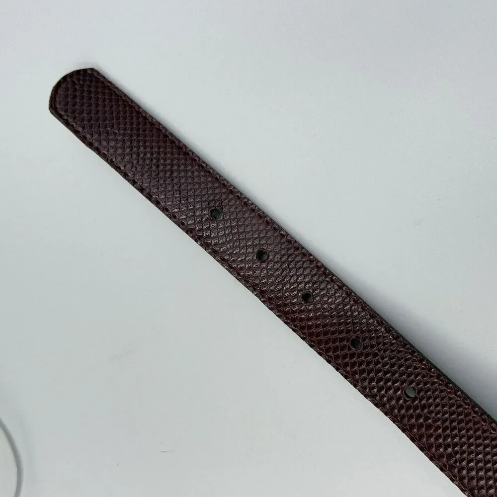 Women Snakeskin Pattern Dress Belt Slim Red Size 12 Gold Buckle